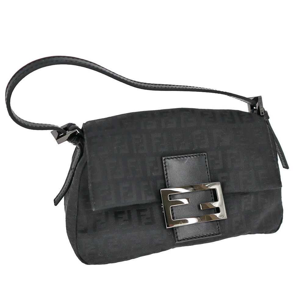Fendi Mamma Bucket Shoulder Bag Black Zucchino Logo